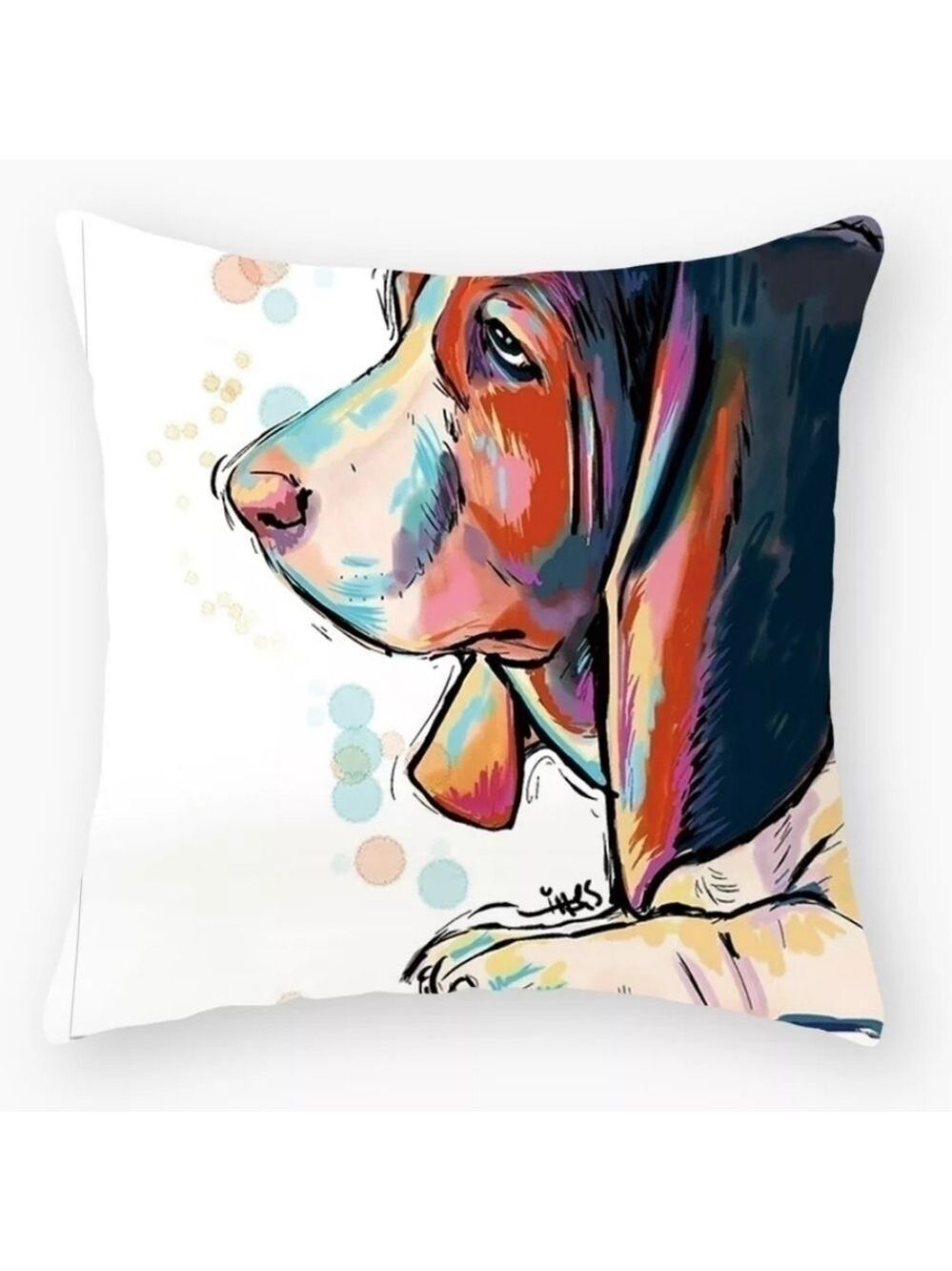 Bassett Hound Dog 18"x18" Decorative Throw Pillow Cover Case
